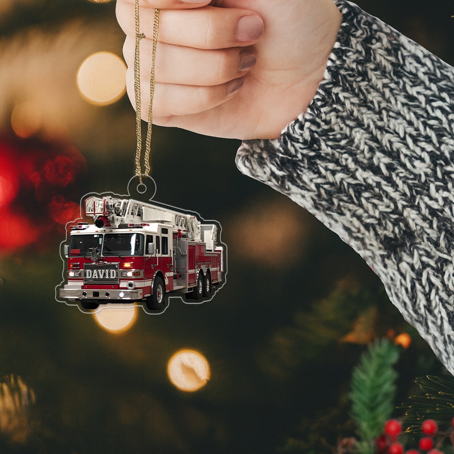 Custom Name Fire Truck Christmas