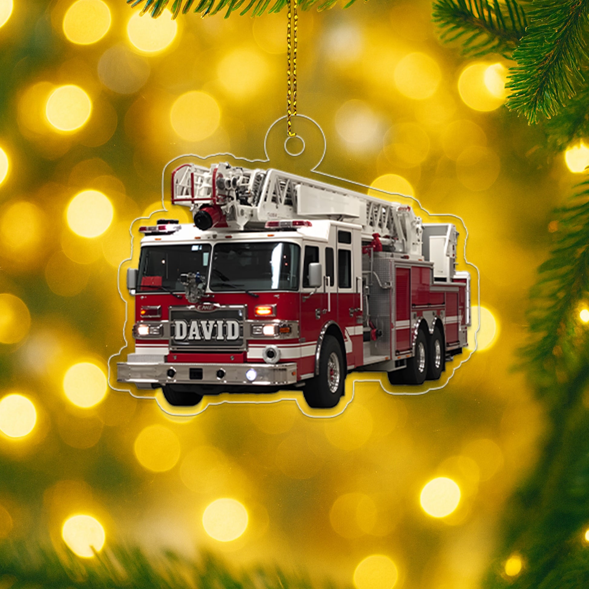 Custom Name Fire Truck Christmas