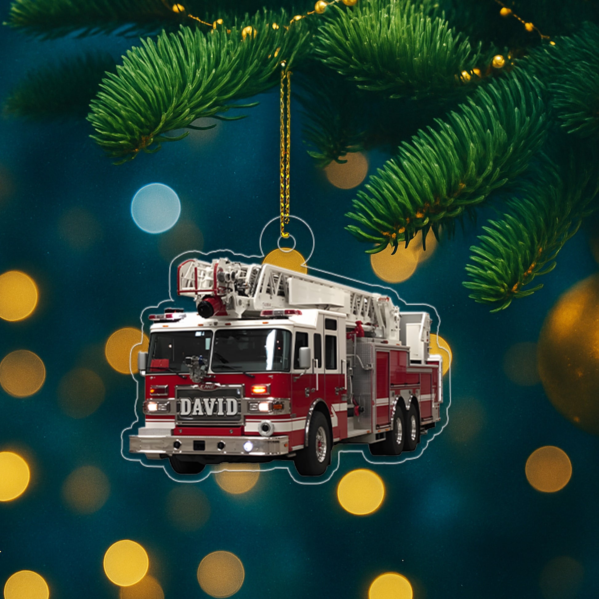 Custom Name Fire Truck Christmas
