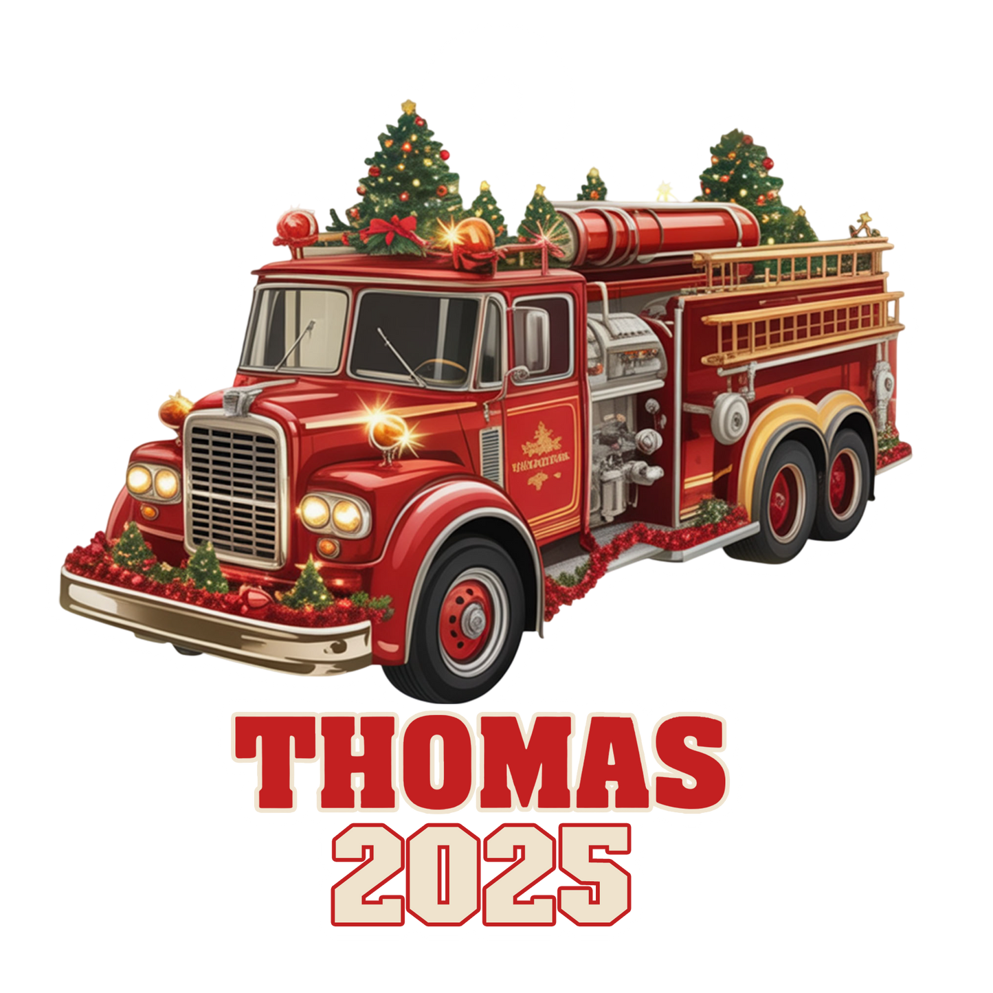 Custom Name Fire Truck Xmas
