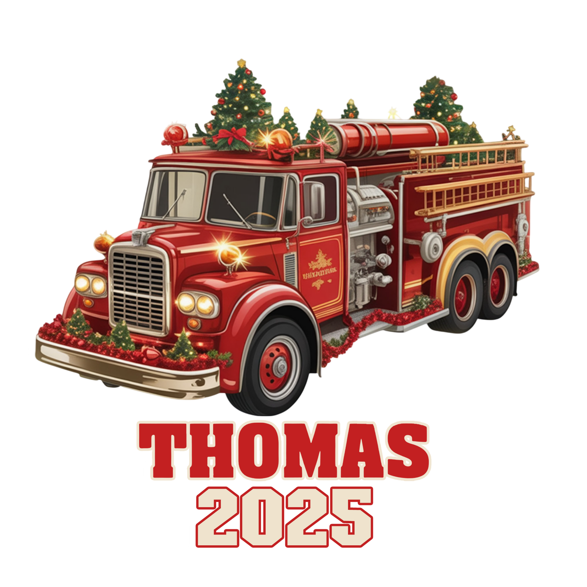Custom Name Fire Truck Xmas
