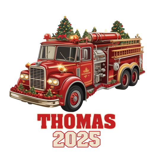 Custom Name Fire Truck Xmas