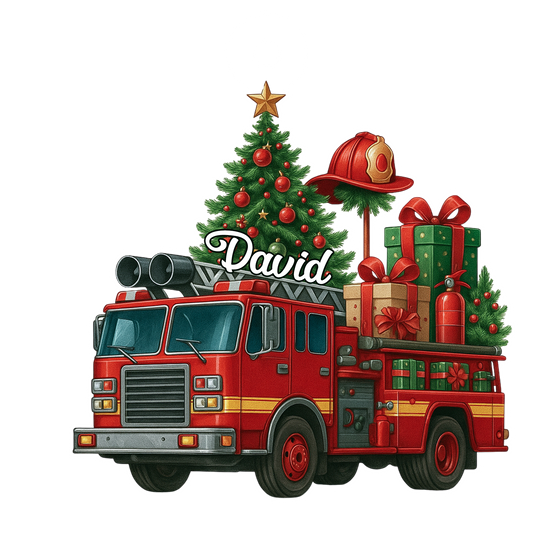 Custom Name Firefighter Truck Xmas Tree