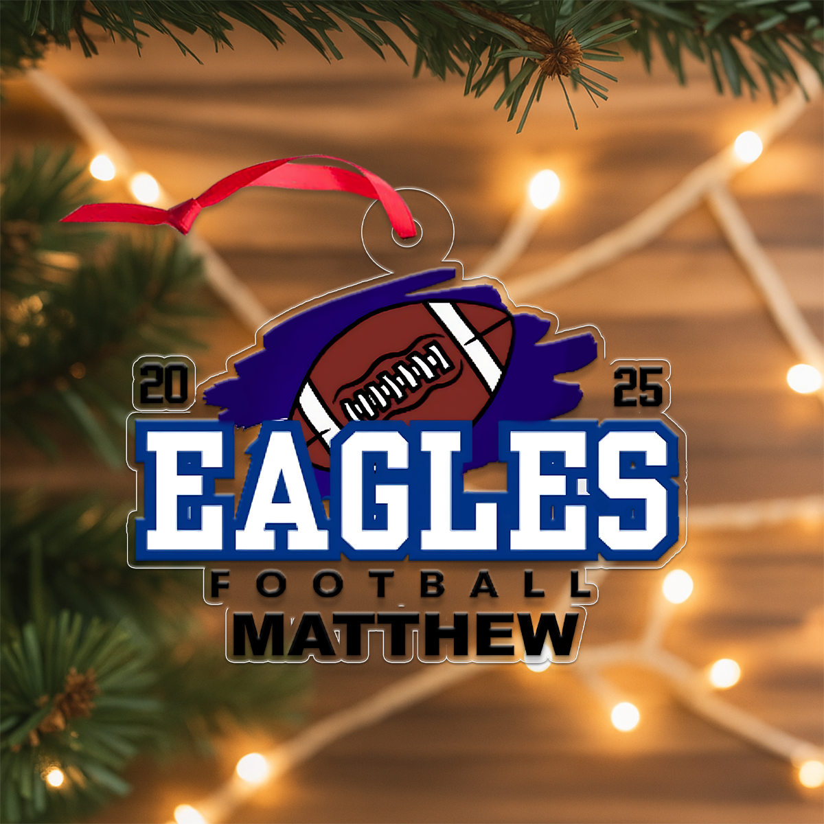 Custom Name Football Team Acrylic Ornament Christmas Gift