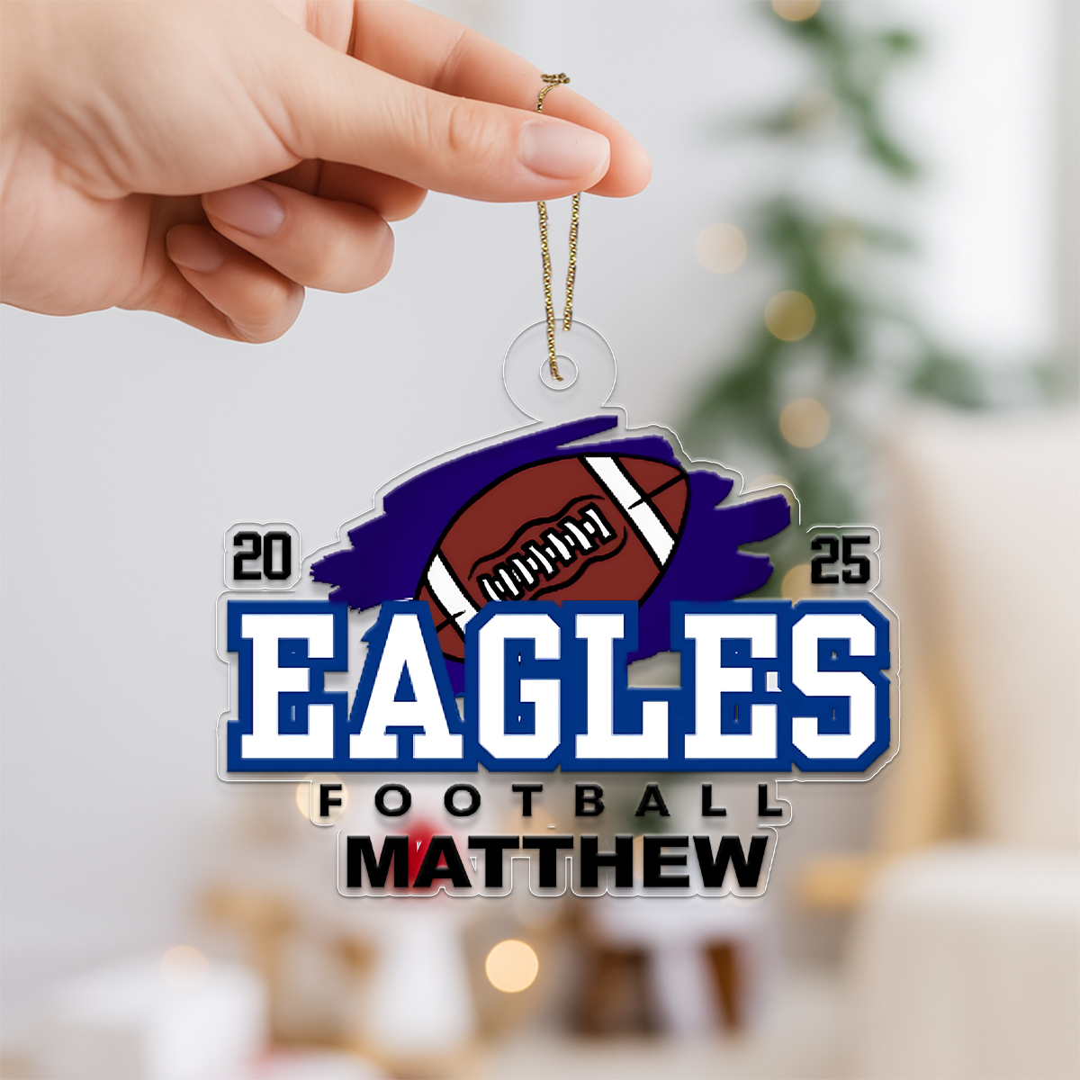 Custom Name Football Team Acrylic Ornament Christmas Gift