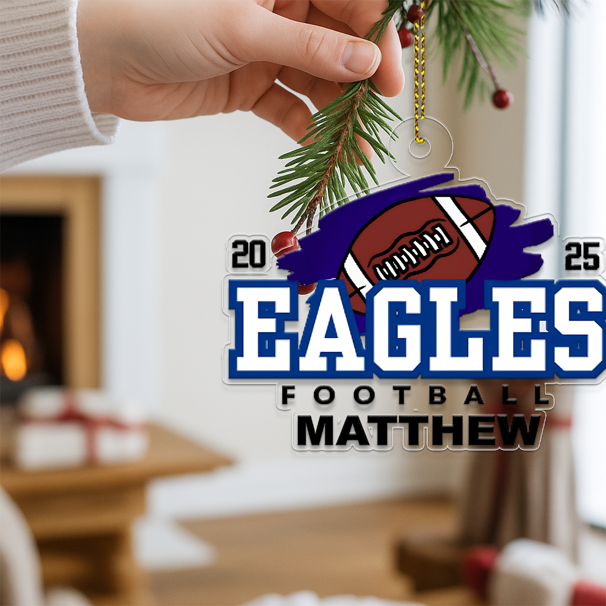 Custom Name Football Team Acrylic Ornament Christmas Gift