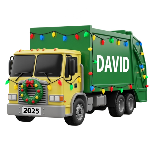 Custom Name Garbage Truck Xmas