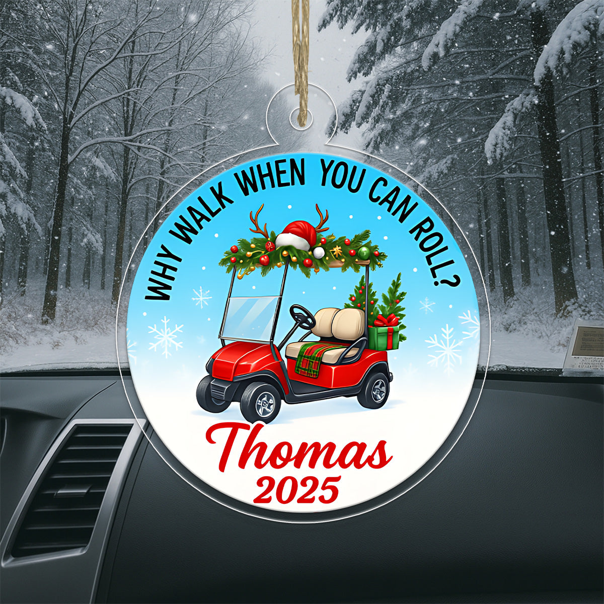 Custom Name Golf 2025 Quote Acrylic Ornament Christmas Gift