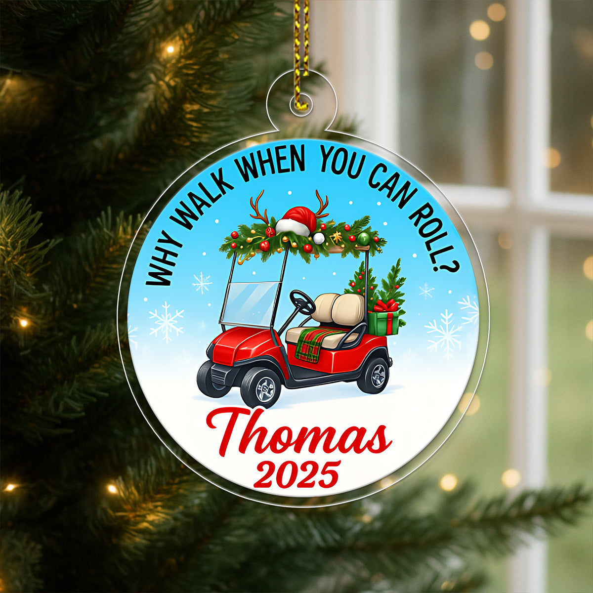 Custom Name Golf 2025 Quote Acrylic Ornament Christmas Gift
