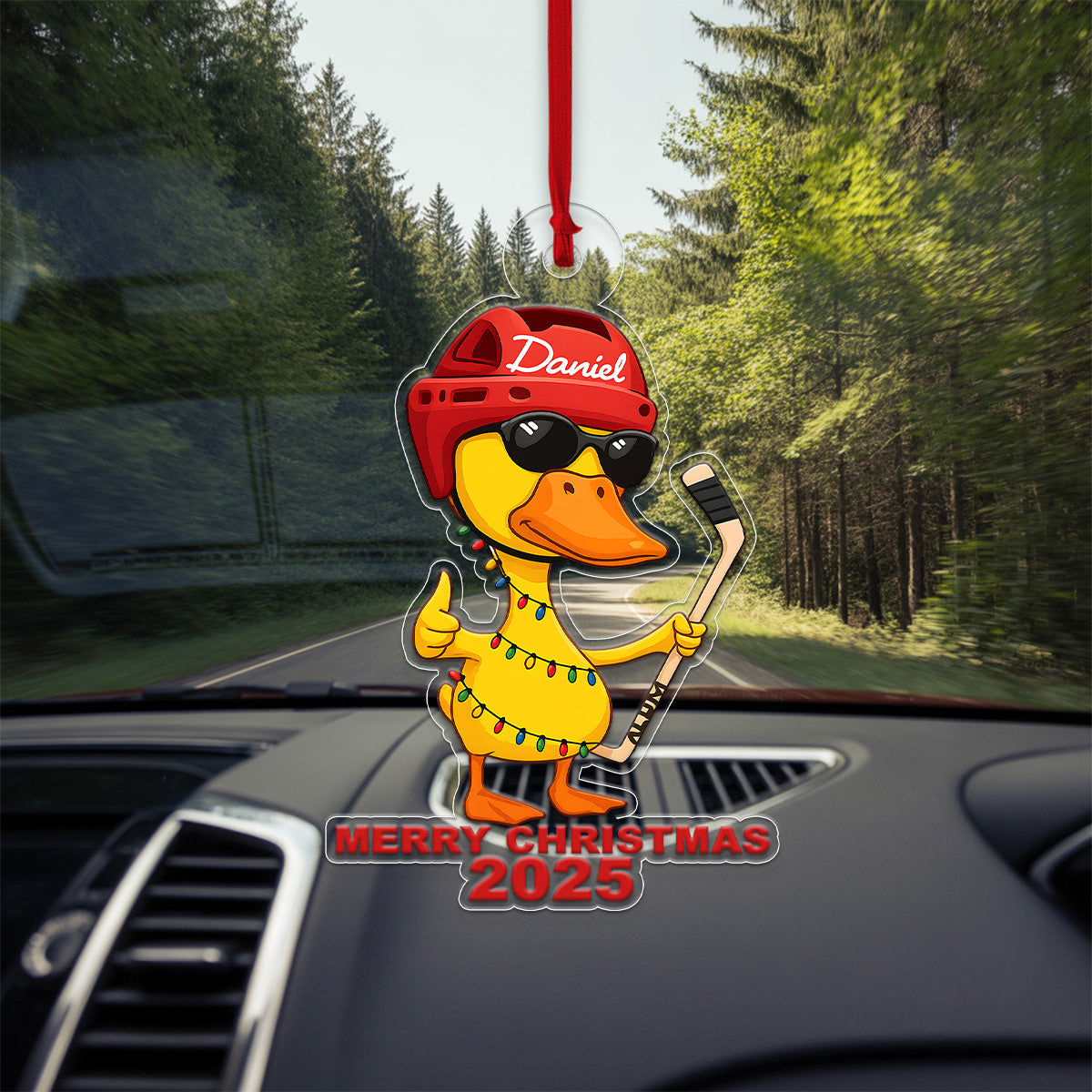 Custom Name Hockey Duck Xmas Acrylic Ornament Christmas Gift