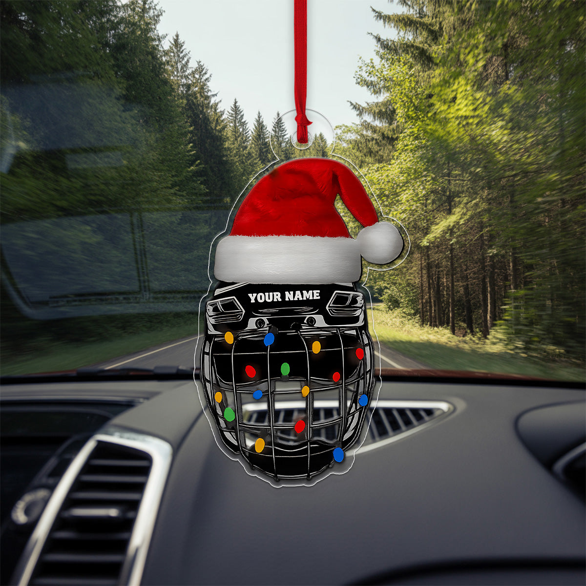 Custom Name Hockey Helmet Xmas Acrylic Ornament Christmas Gift
