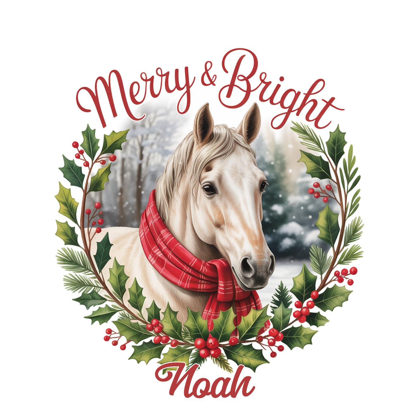 Custom Name Horse Merry And Bright