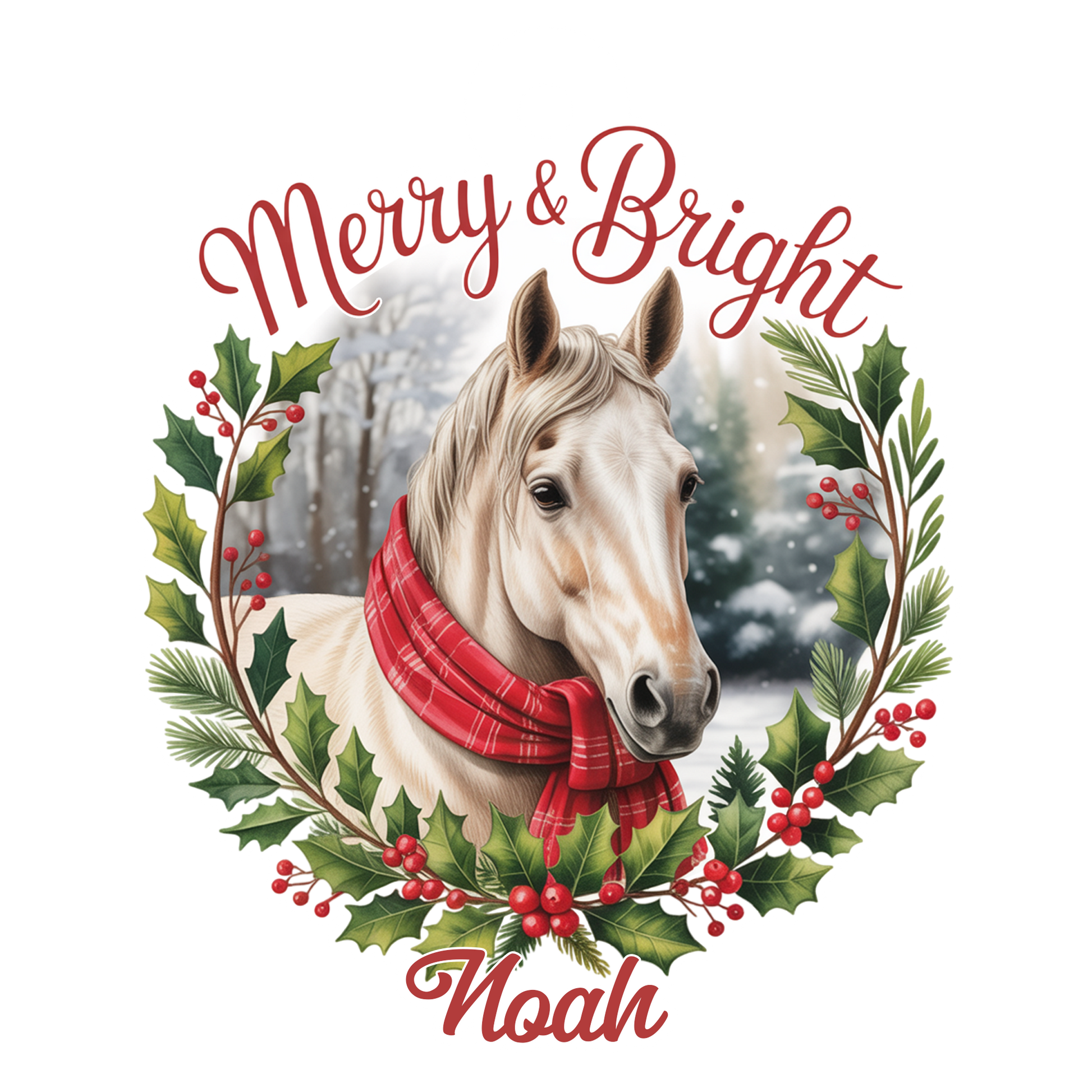 Custom Name Horse Merry And Bright