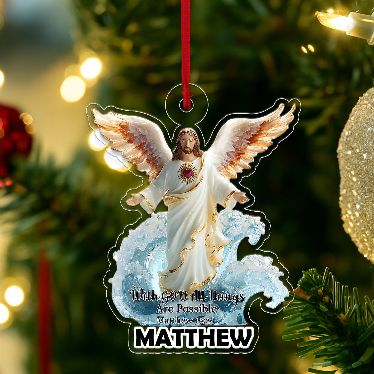 Custom Name Jesus Bible For Christian Acrylic Ornament Christmas Gift