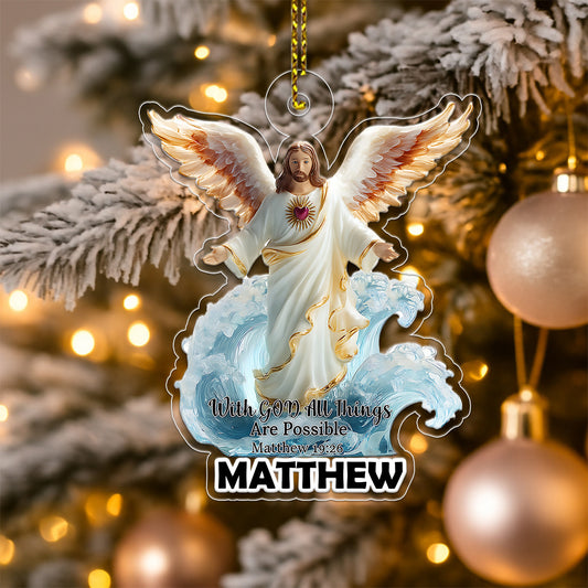 Custom Name Jesus Bible For Christian Acrylic Ornament Christmas Gift