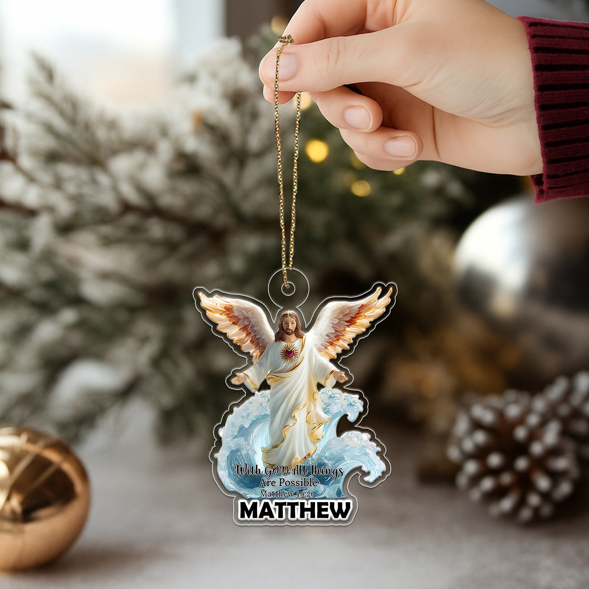 Custom Name Jesus Bible For Christian Acrylic Ornament Christmas Gift