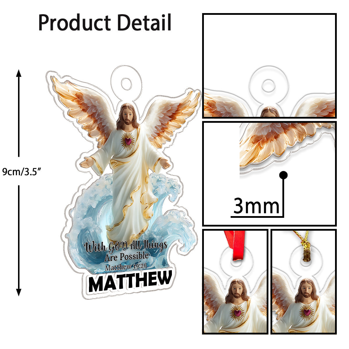 Custom Name Jesus Bible For Christian Acrylic Ornament Christmas Gift