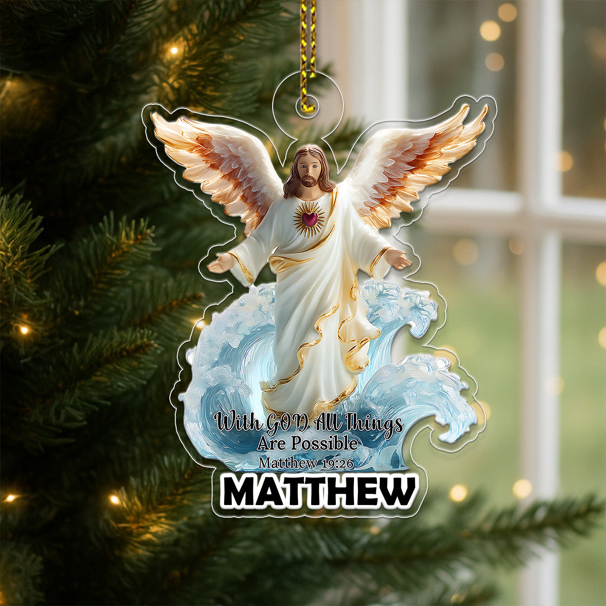 Custom Name Jesus Bible For Christian Acrylic Ornament Christmas Gift
