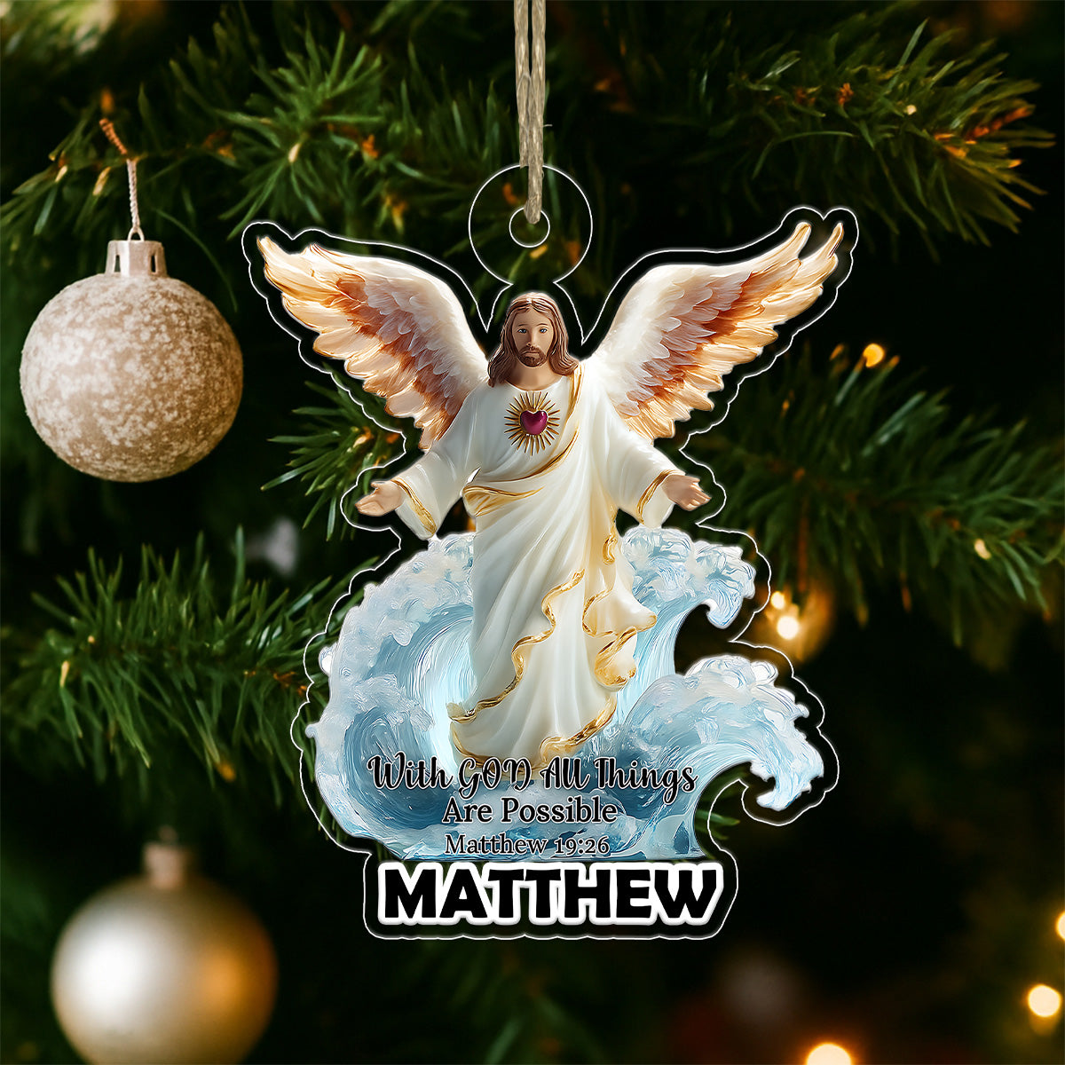 Custom Name Jesus Bible For Christian Acrylic Ornament Christmas Gift