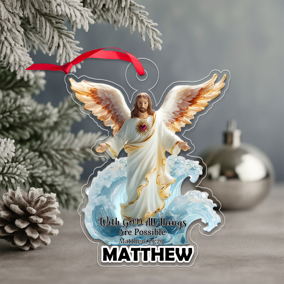Custom Name Jesus Bible For Christian Acrylic Ornament Christmas Gift