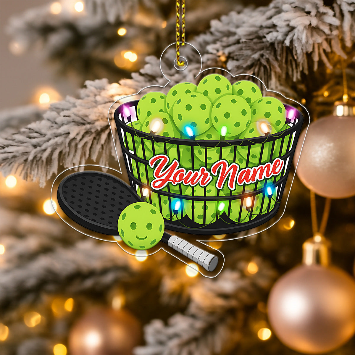 Custom Name Pickleball Basket Acrylic Ornament Christmas Gift