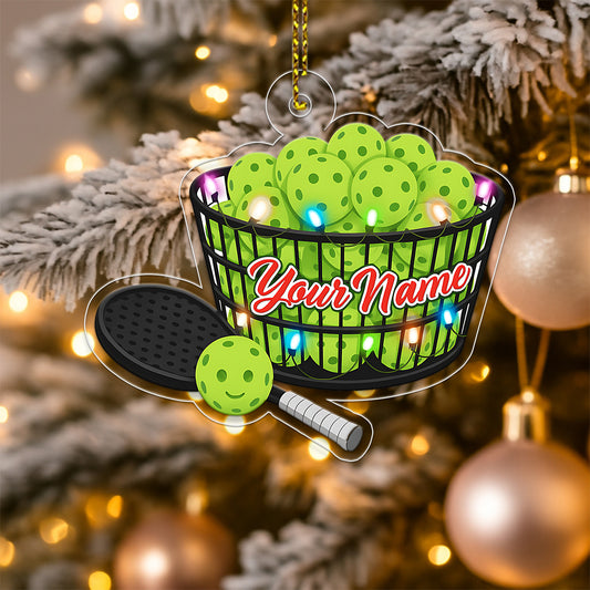 Custom Name Pickleball Basket Acrylic Ornament Christmas Gift