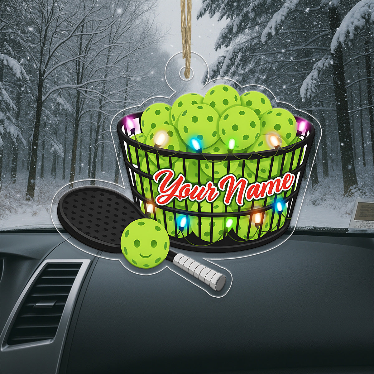 Custom Name Pickleball Basket Acrylic Ornament Christmas Gift