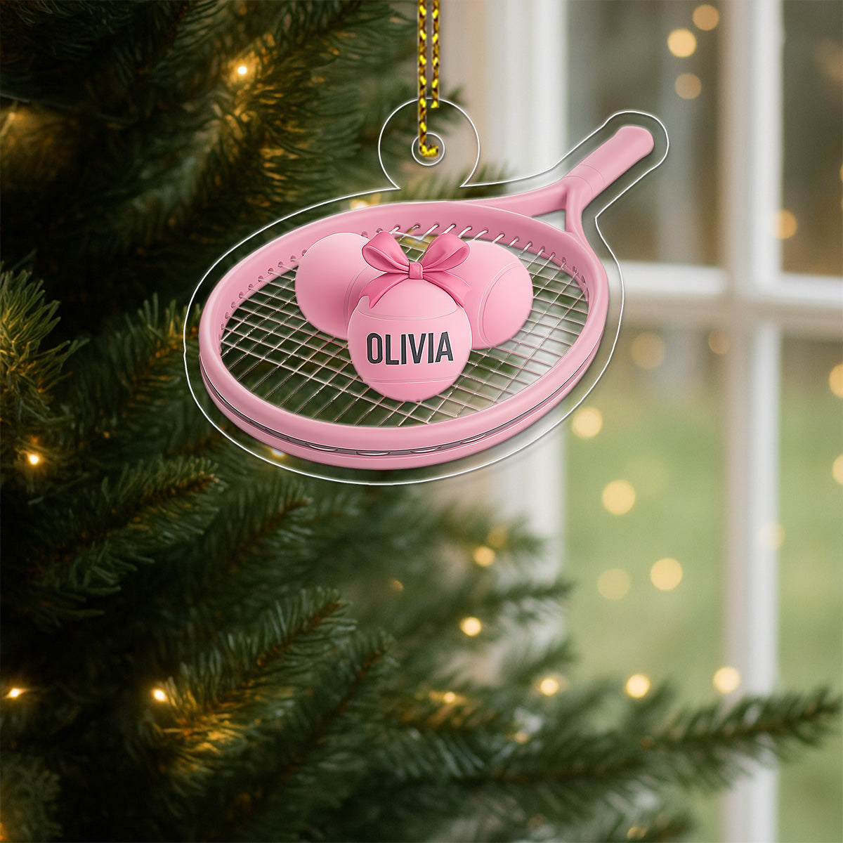 Custom Name Tennis Girl Acrylic Ornament Christmas Gift