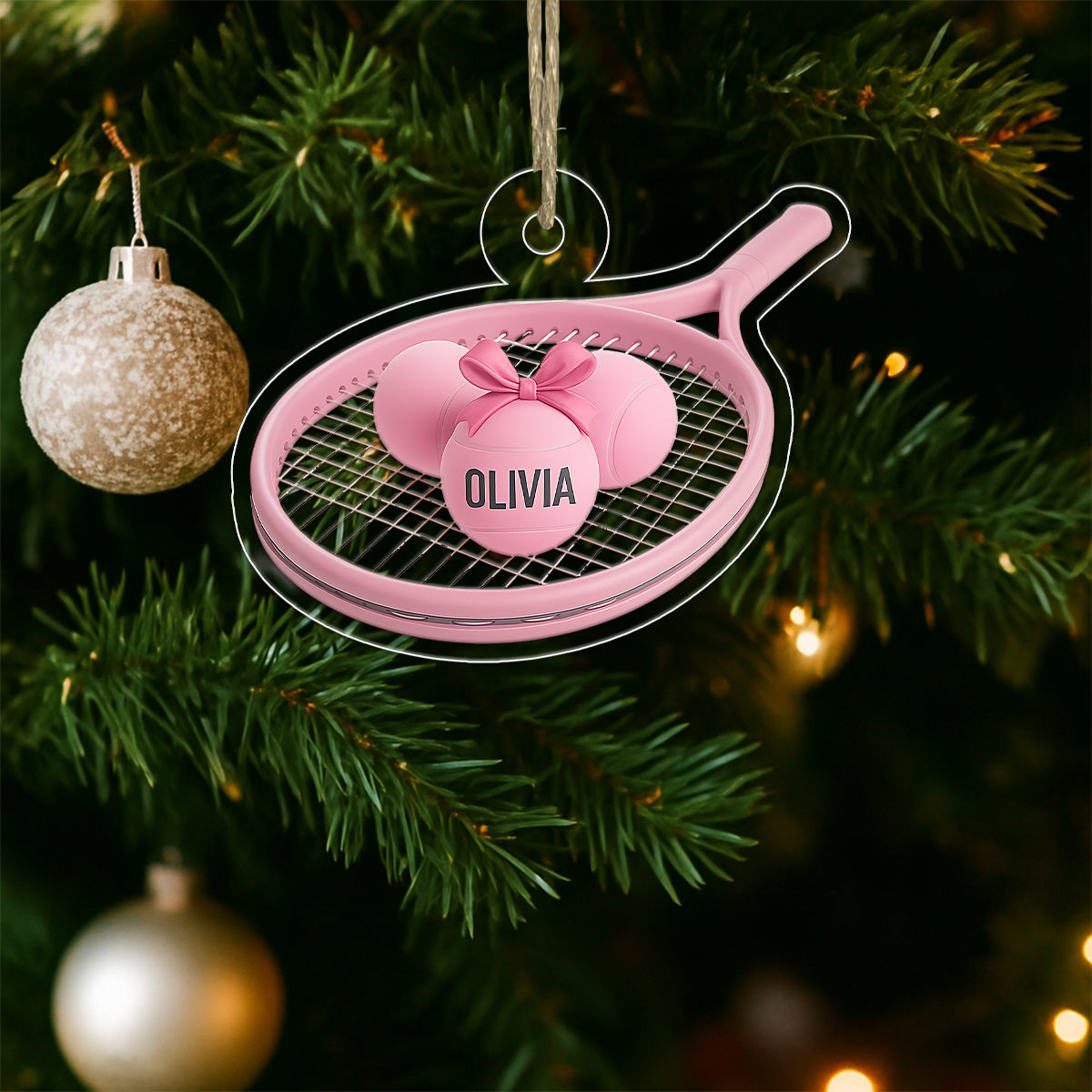Custom Name Tennis Girl Acrylic Ornament Christmas Gift