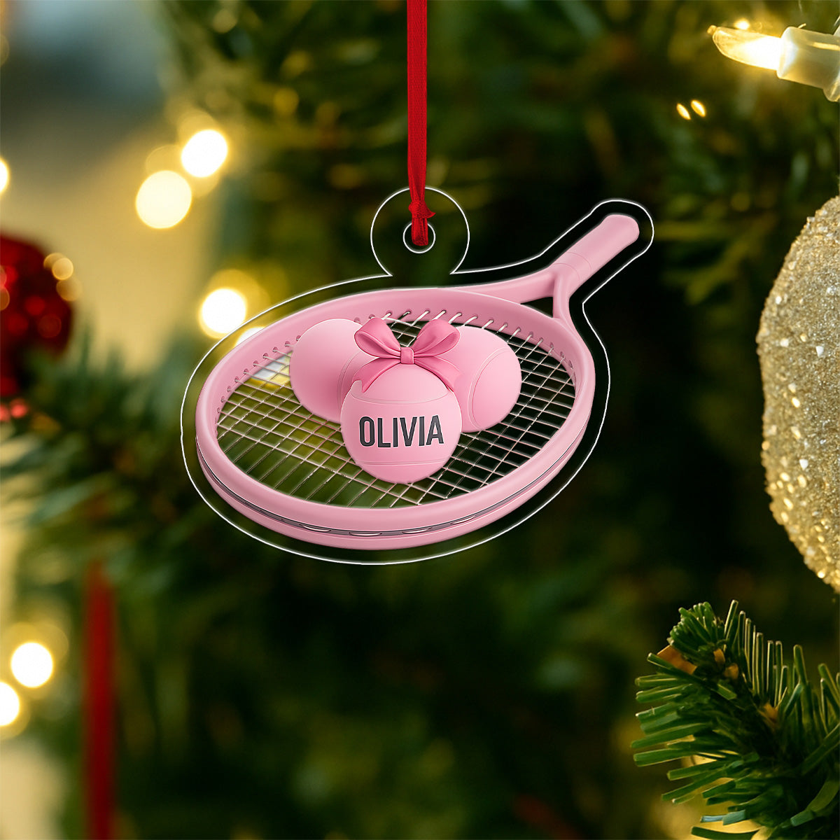 Custom Name Tennis Girl Acrylic Ornament Christmas Gift