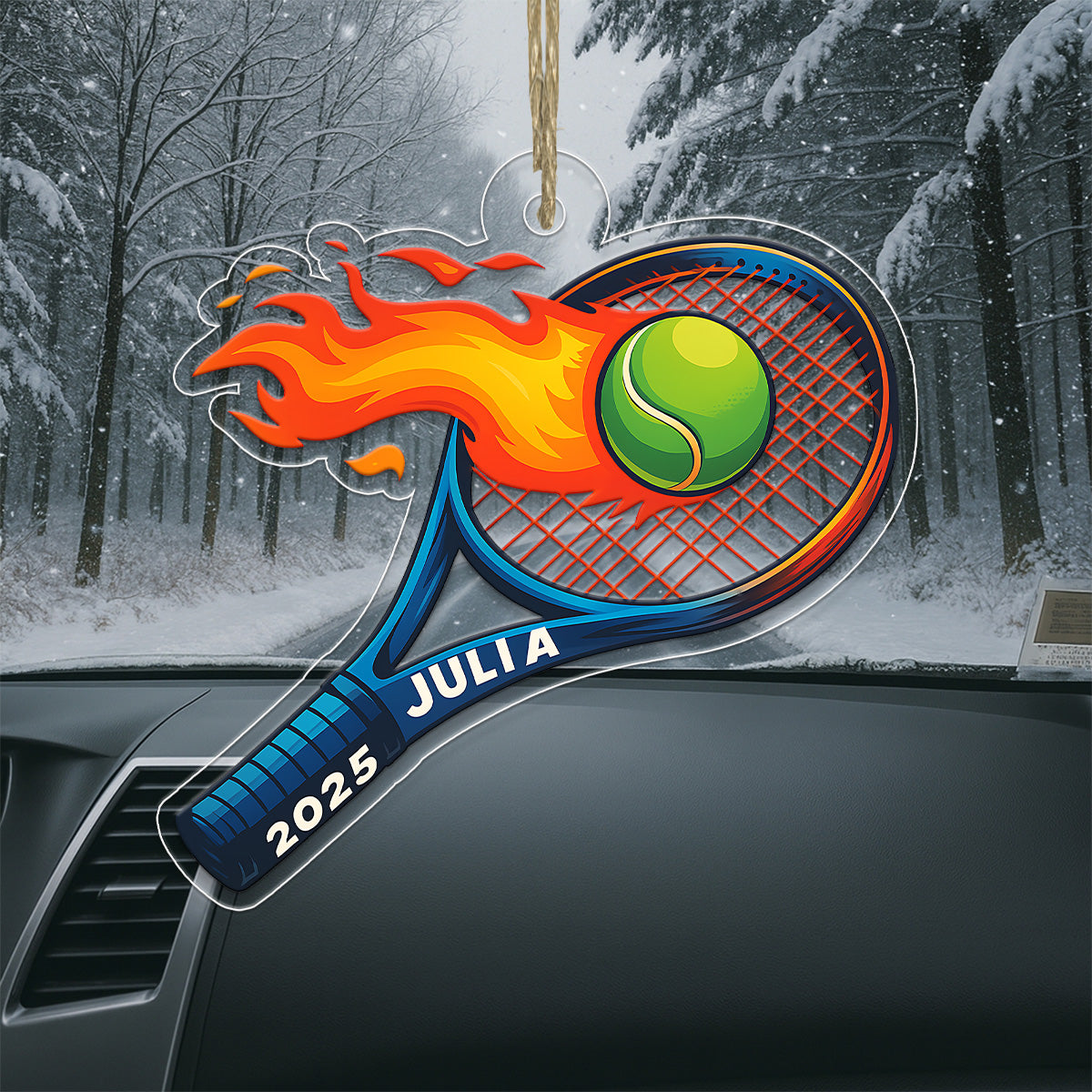 Custom Name Tennis Racket Acrylic Ornament Christmas Gift