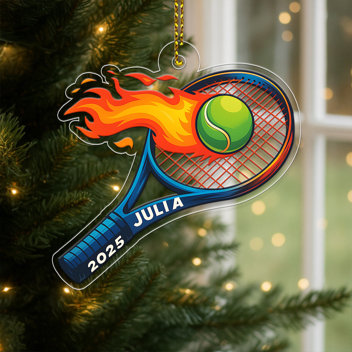 Custom Name Tennis Racket Acrylic Ornament Christmas Gift
