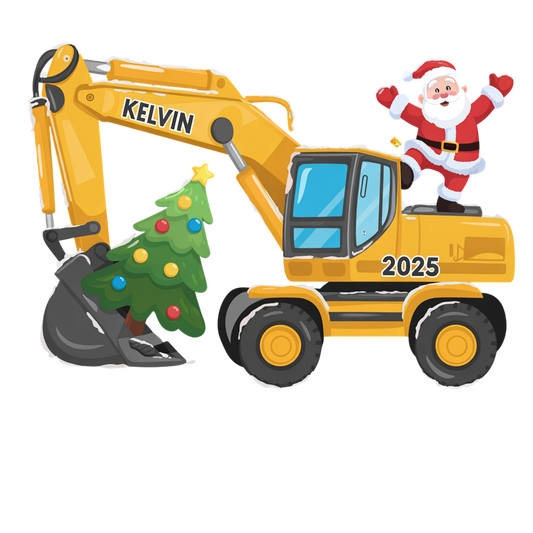 Custom Name Xmas Excavator Construction