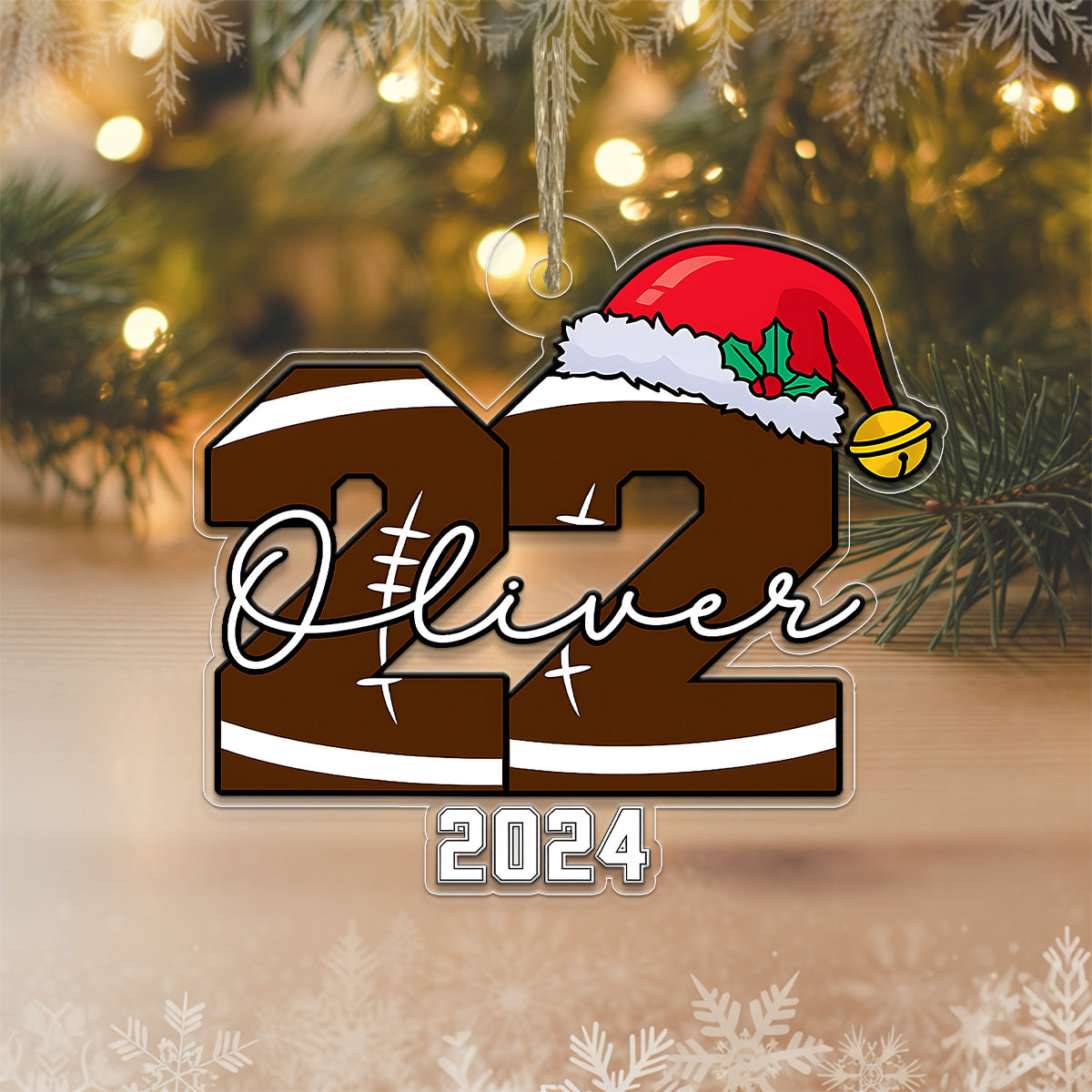 Custom Number And Name Football Player Xmas Acrylic Ornament Christmas Gift