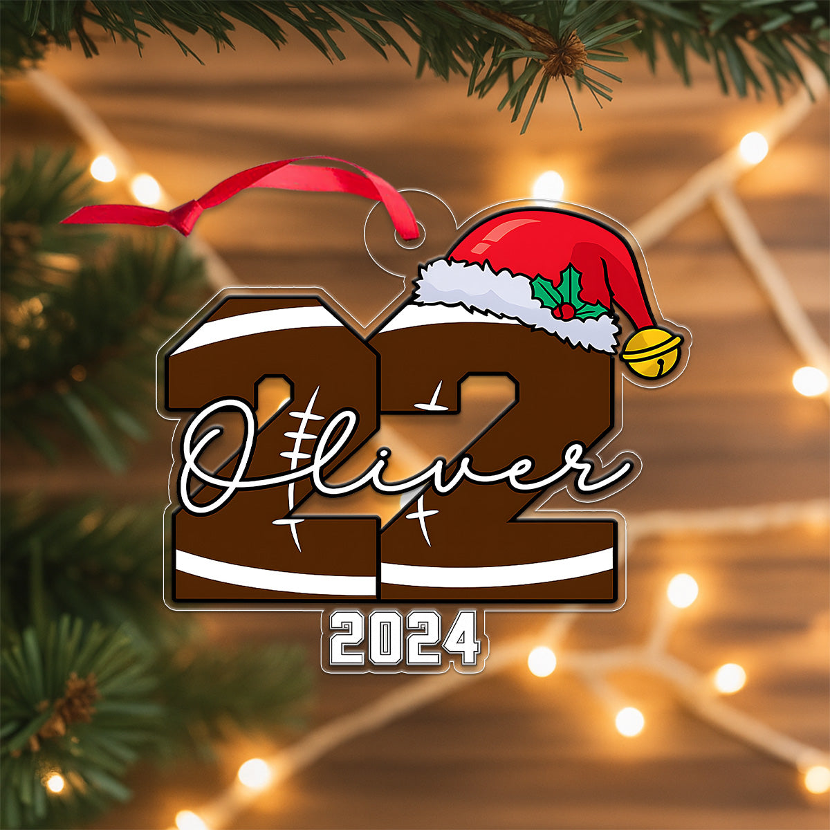 Custom Number And Name Football Player Xmas Acrylic Ornament Christmas Gift