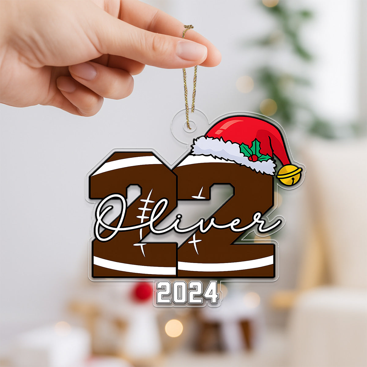 Custom Number And Name Football Player Xmas Acrylic Ornament Christmas Gift