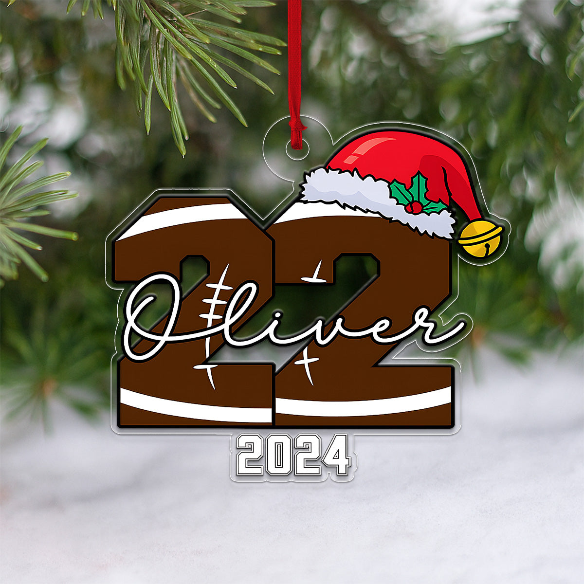 Custom Number And Name Football Player Xmas Acrylic Ornament Christmas Gift