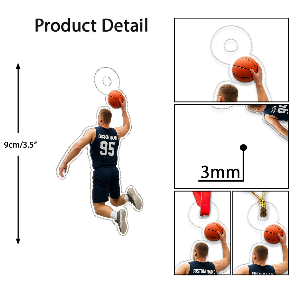 Custom Photo And Name Basketball Player Acrylic Ornament Christmas Gift
