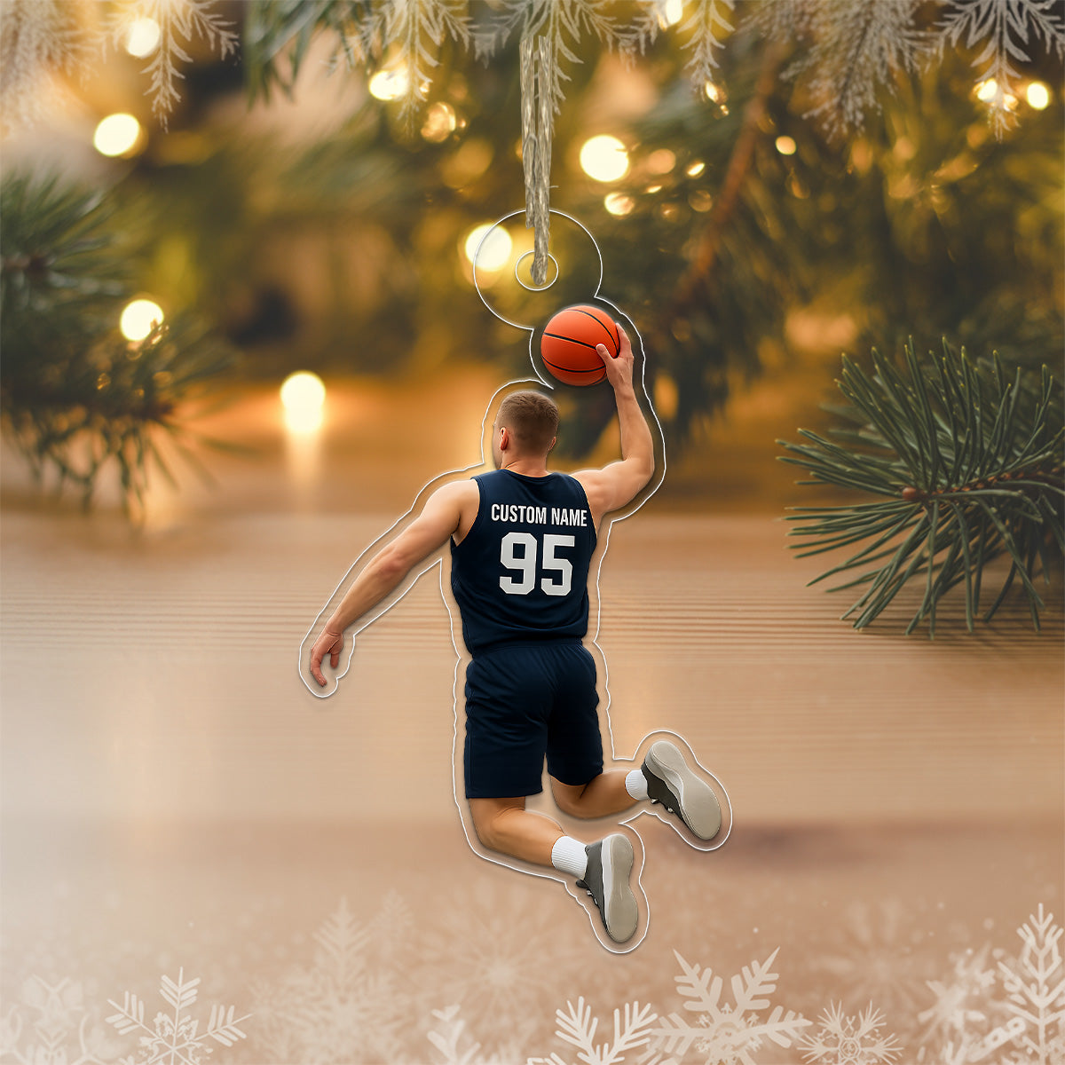 Custom Photo And Name Basketball Player Acrylic Ornament Christmas Gift
