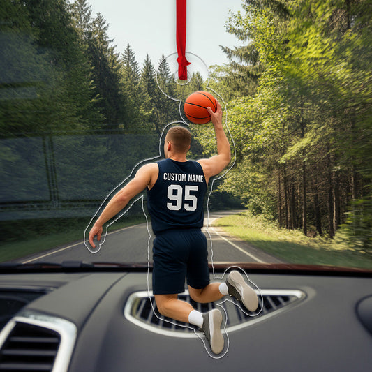 Custom Photo And Name Basketball Player Acrylic Ornament Christmas Gift