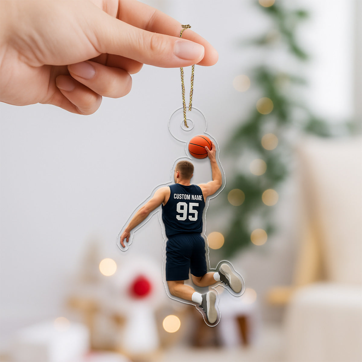 Custom Photo And Name Basketball Player Acrylic Ornament Christmas Gift
