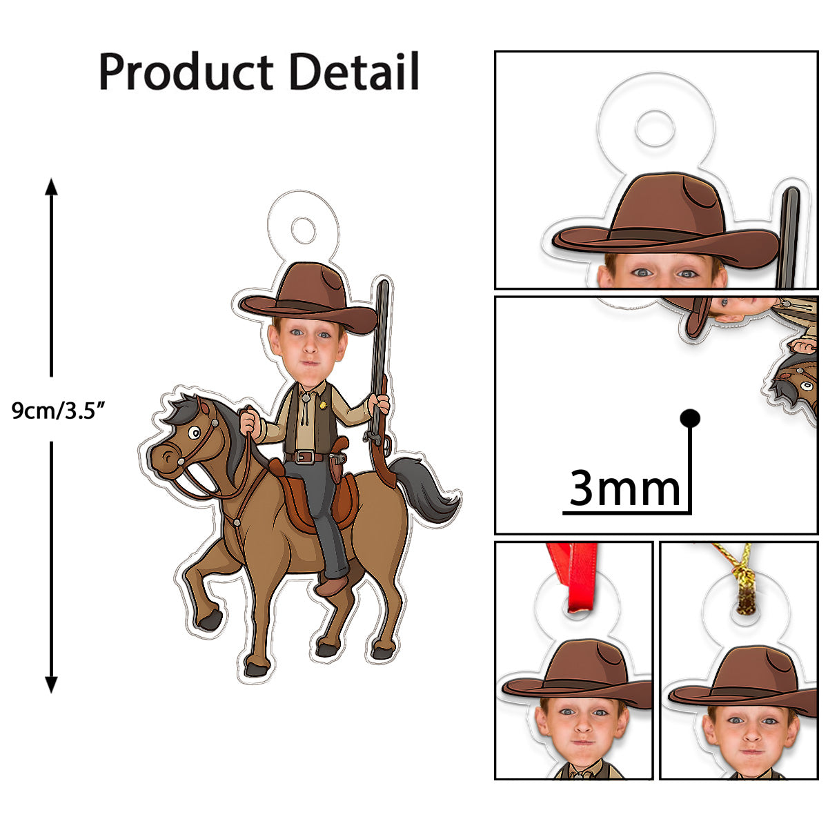 Custom Photo Baby Cowboy Acrylic Ornament Christmas Gift