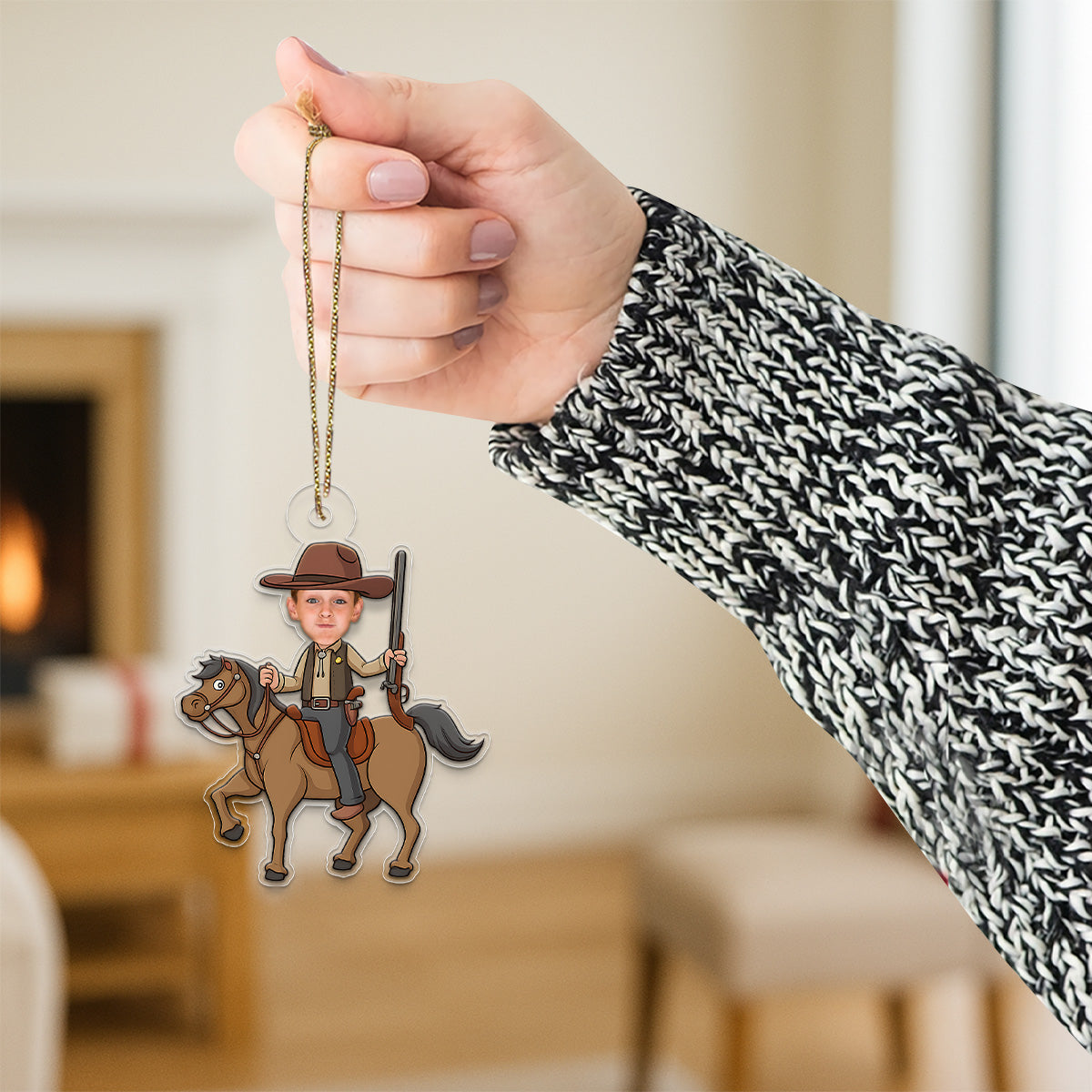 Custom Photo Baby Cowboy Acrylic Ornament Christmas Gift