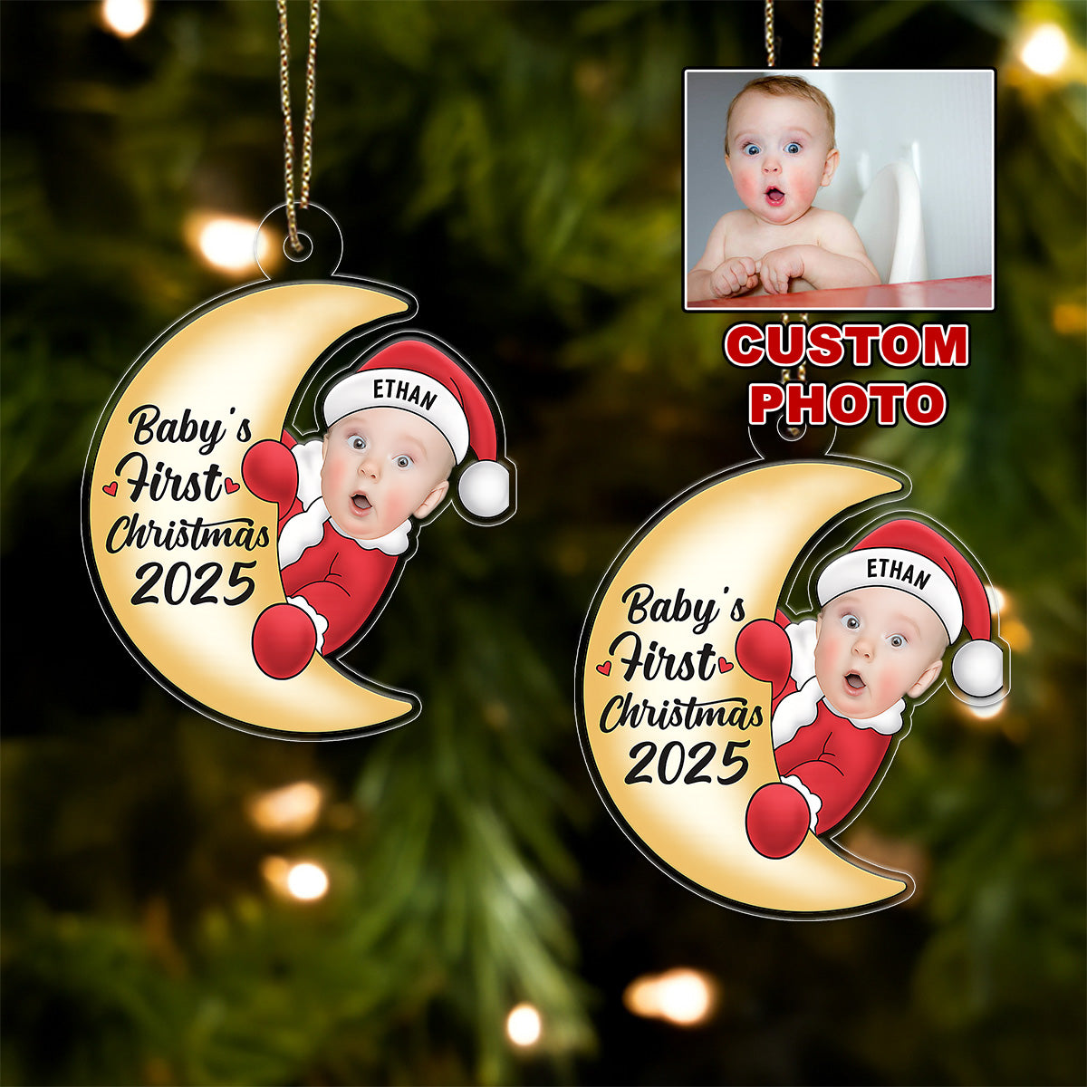 Custom Photo Baby First Xmas 2025