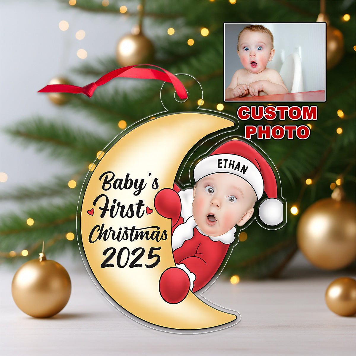 Custom Photo Baby First Xmas 2025