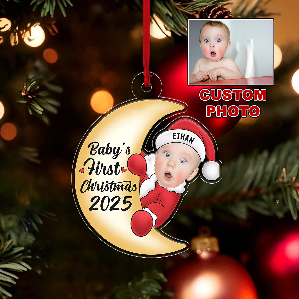 Custom Photo Baby First Xmas 2025