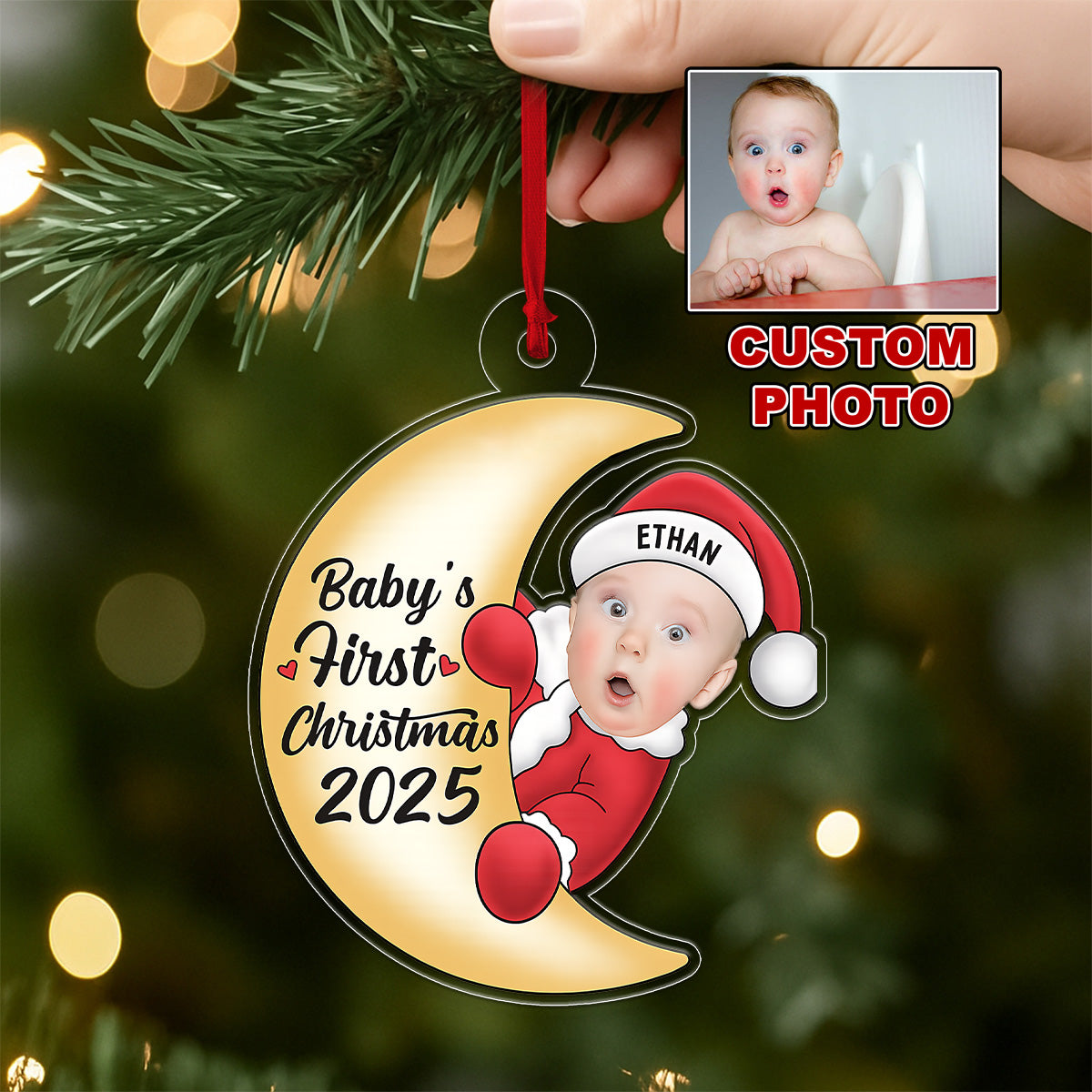 Custom Photo Baby First Xmas 2025