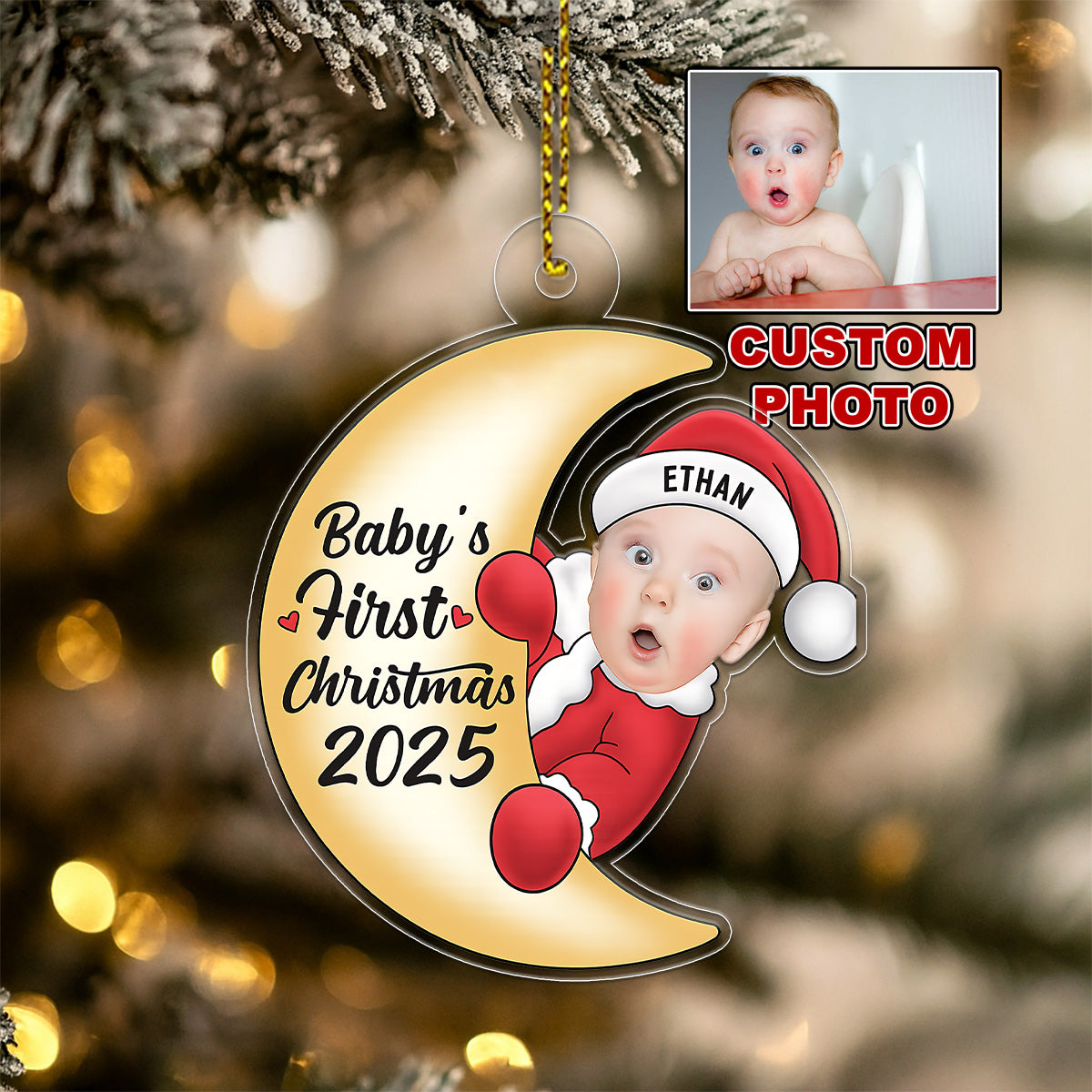 Custom Photo Baby First Xmas 2025