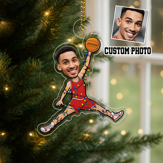 Custom Photo Funny Basketball Player Acrylic Ornament Christmas Gift