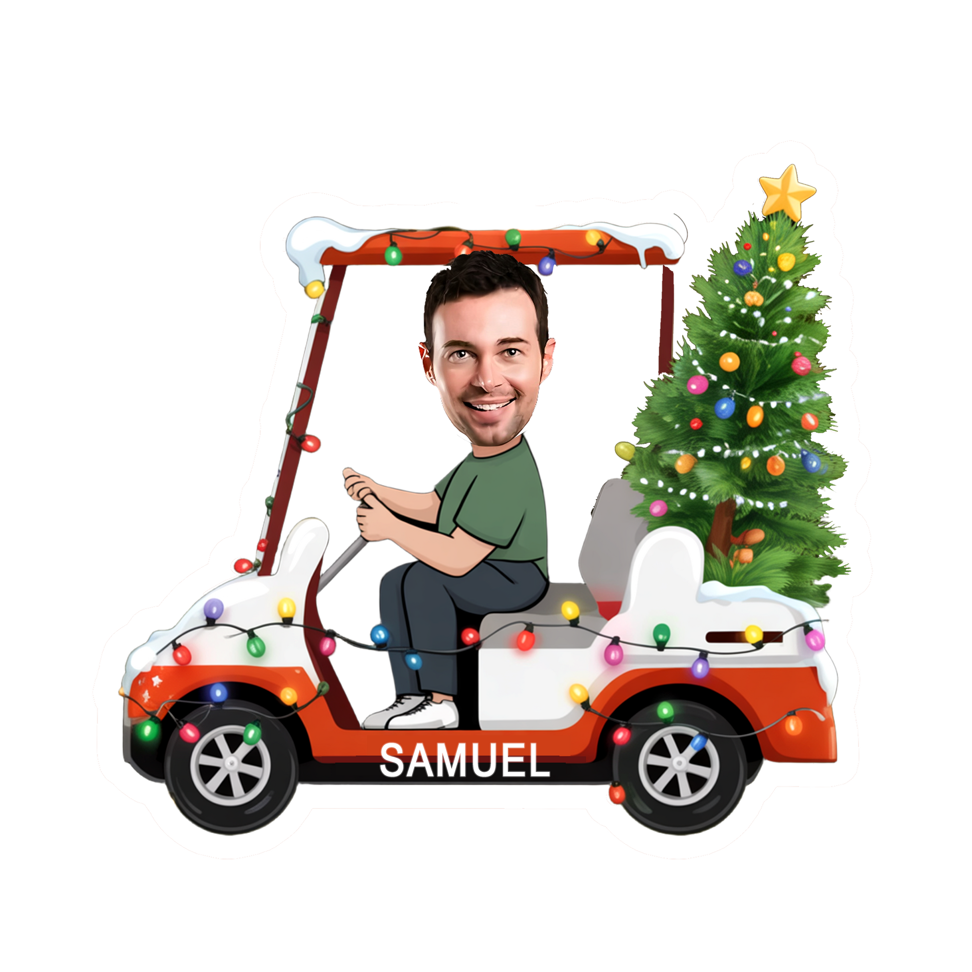 Custom Photo Golf Cart Xmas